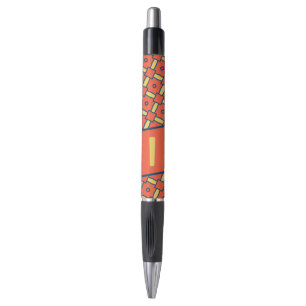Yellow Monogram Orange Geometric Pattern Pen