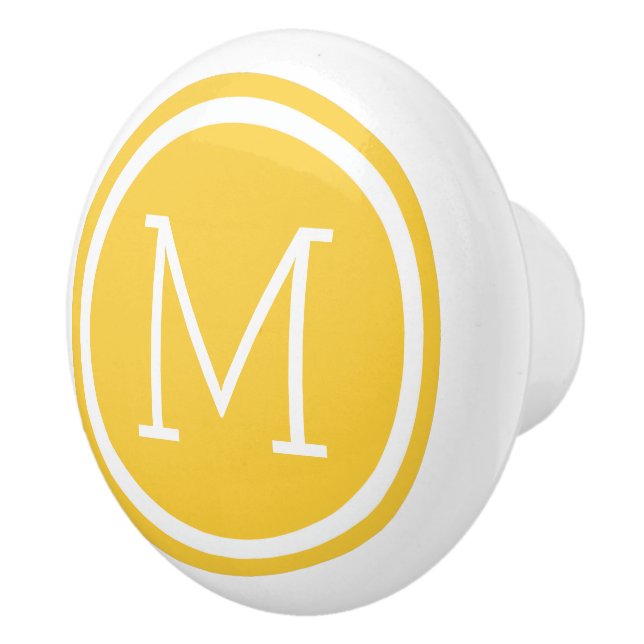 Yellow Monogram Personalized Drawer Knob (Right)