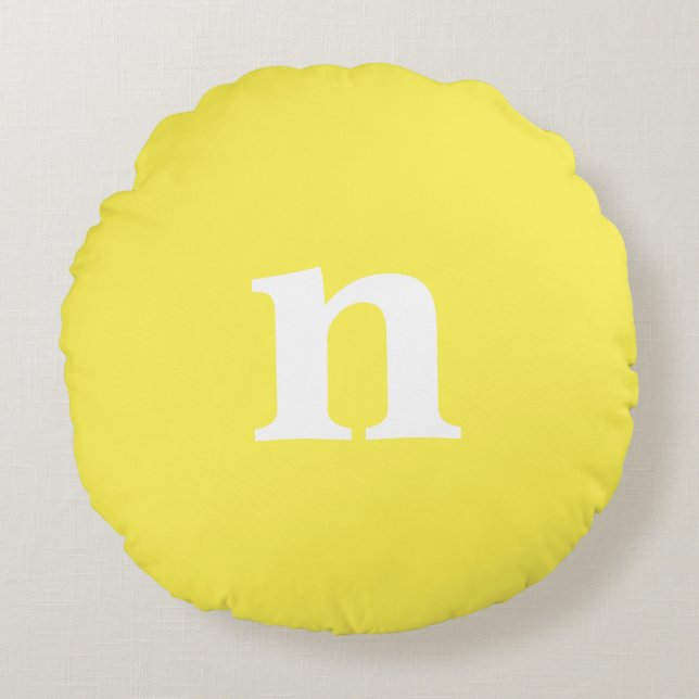 Yellow Monogram Round Pillow (Front)