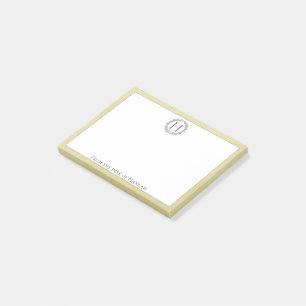 Yellow Monogram Wreath Post-it Notes