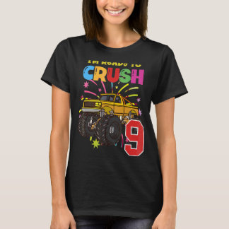 Yellow Monster Trucks Are My Jam 9th Birthday Read T-Shirt