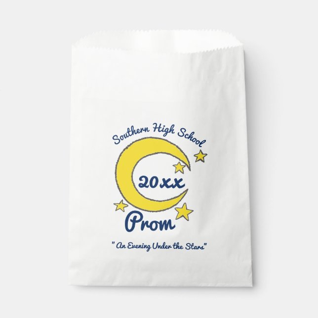 Yellow Moon Stars Night Sky Prom Gala Dance Favour Bag (Front)