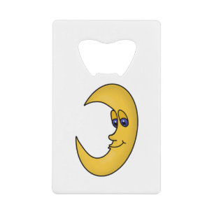 Yellow Moon With Blue Eyes Credit Card Bottle Opener