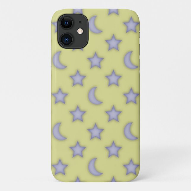 Yellow moons and stars pattern Case-Mate iPhone case (Back)