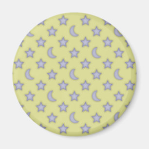 Yellow moons and stars pattern magnet