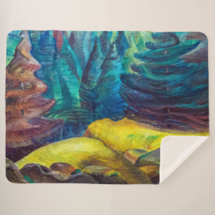 Yellow Moss Emily Carr Sherpa Blanket