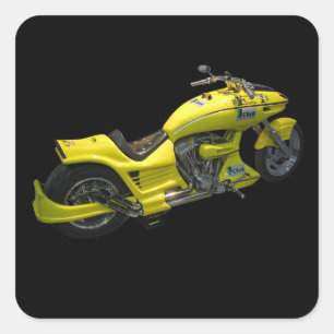 Yellow Motorcycle Square Sticker