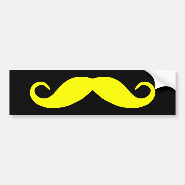 Yellow Moustache Bumper Sticker (Front)
