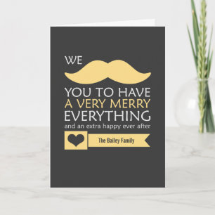 Yellow Moustache Merry Everything Holiday Card