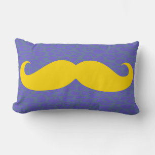 Yellow Moustache on Leopard Skin Lumbar Pillow