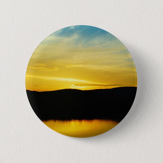 Yellow Mt Lake Sunset 2 Inch Round Button (Front)