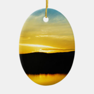 Yellow Mt Lake Sunset Ceramic Ornament