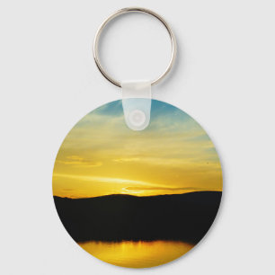 Yellow Mt Lake Sunset Keychain