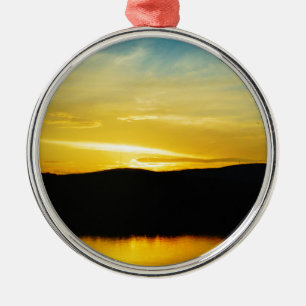 Yellow Mt Lake Sunset Metal Ornament