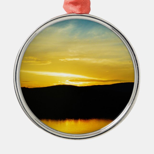 Yellow Mt Lake Sunset Metal Ornament (Front)