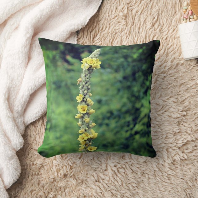 Yellow Mullein Wildflower   Throw Pillow (Blanket)