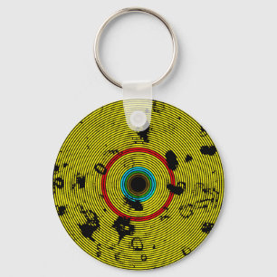 YELLOW Multicolor Vinyl Disc Texture Pattern Keychain