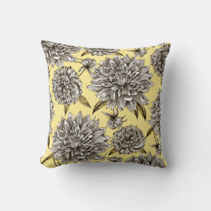 Yellow Mum Floral Pattern Throw Pillow