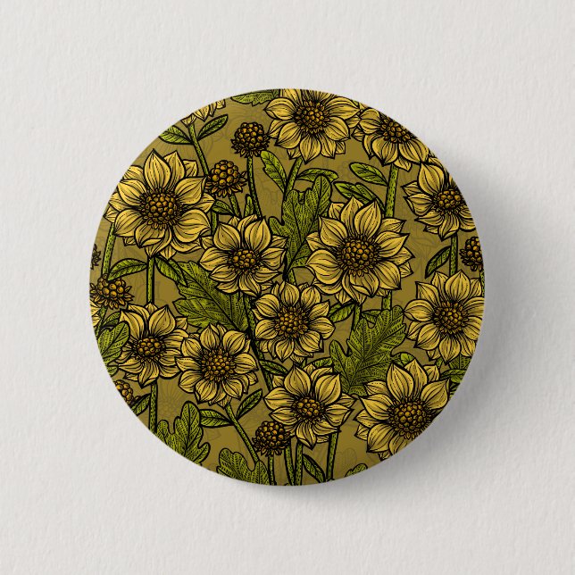 Yellow Mums 2 Inch Round Button (Front)