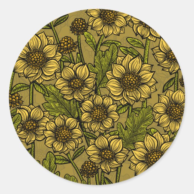 Yellow Mums Classic Round Sticker (Front)