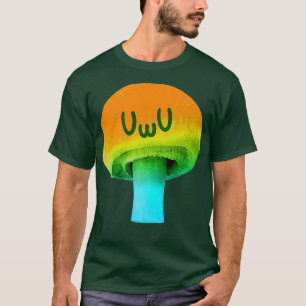 Yellow Mushroom  Anime UWU Face  Trippy Psychedeli T-Shirt