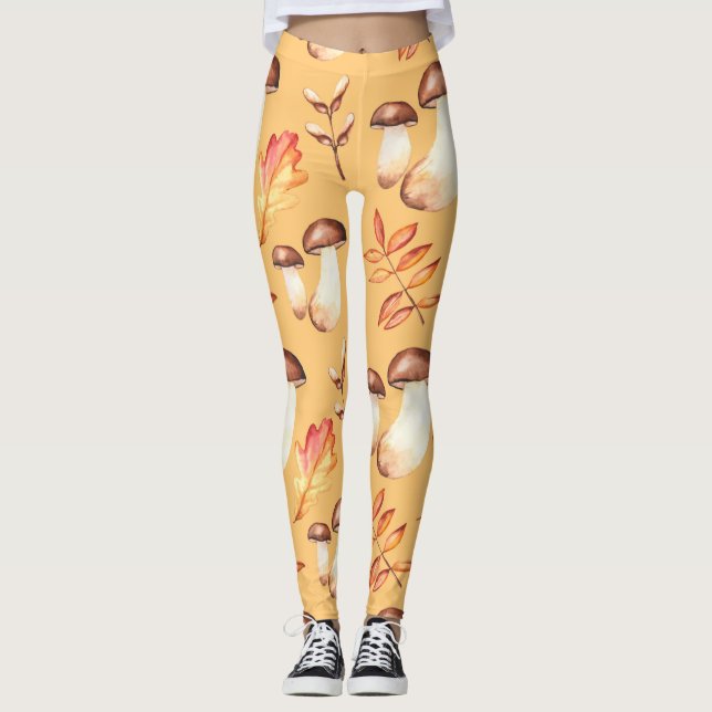 Yellow Mushroom Garden Leggings (Front)