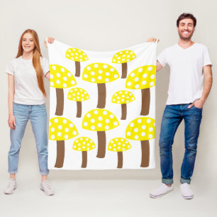 Yellow Mushrooms  Fleece Blanket
