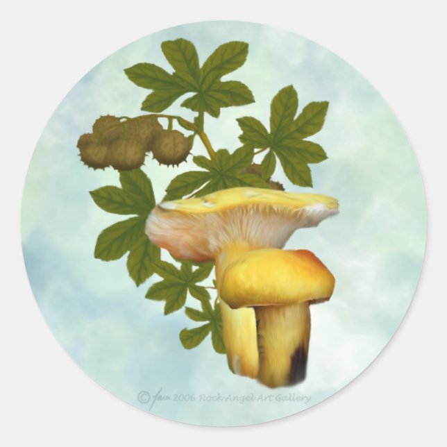 Yellow Mushrooms with seed pods stickers (Front)