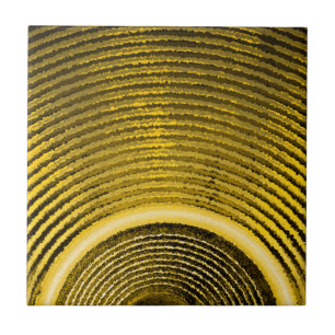 Yellow music speaker and sound waves tile