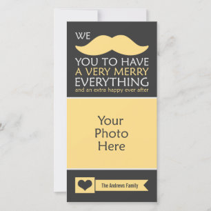 Yellow Mustache Merry Everything Holiday Photo Card