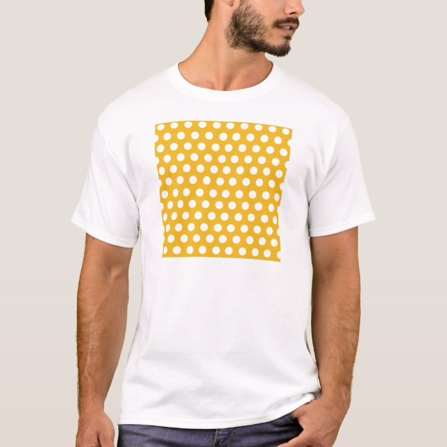 Yellow Mustard Colour Polka Dots Pattern Design T-Shirt (Front)
