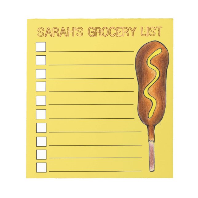 Yellow Mustard Corn Dog Personalized To Do List Notepad (Front)