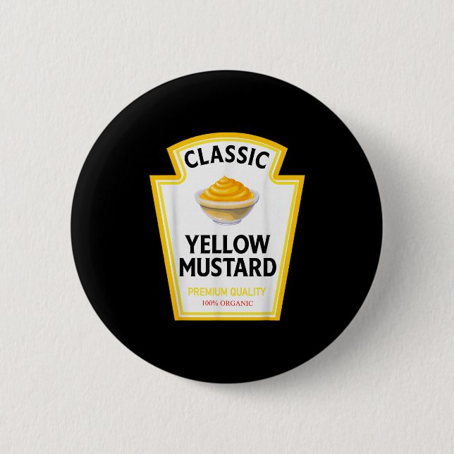 Yellow Mustard Funny Condiment Costume Party Match 2 Inch Round Button (Front)