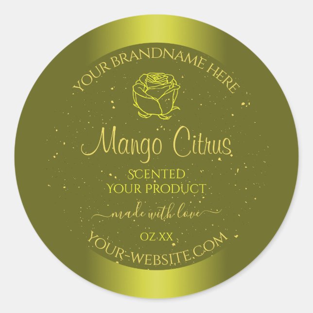 Yellow Mustard Product Labels Gold Glitter Floral (Front)