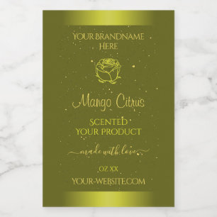 Yellow Mustard Product Labels Gold Glitter Floral