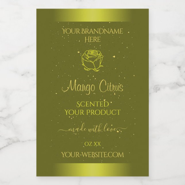 Yellow Mustard Product Labels Gold Glitter Floral (Single Label)