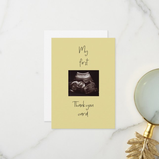 Yellow My 1st Baby Cadeau Drôle Carte de remerciem (Devant/Arrière en situation)