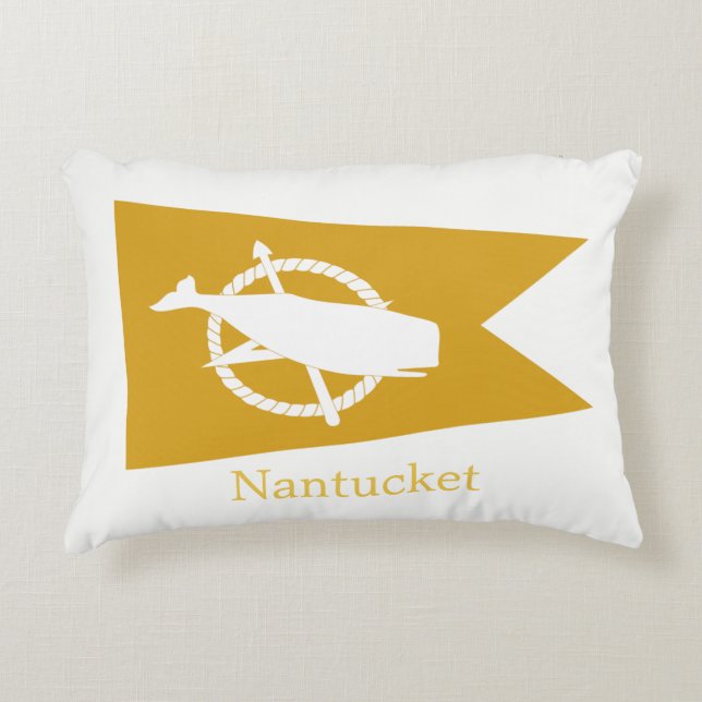 Yellow Nantucket Whale Flag pillow (Front)