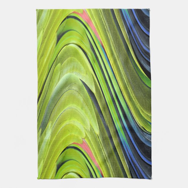 Yellow-Naped Amazon Parrot Feathers by STaylor Kitchen Towel (Vertical)