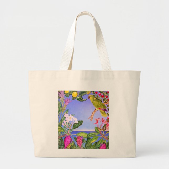 Yellow-napped Amazon Large Tote Bag (Front)