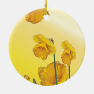 Yellow Narcissus Daffodil Ceramic Ornament