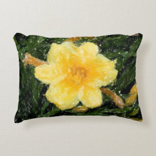 Yellow Narcissus flower abstract original art Accent Pillow
