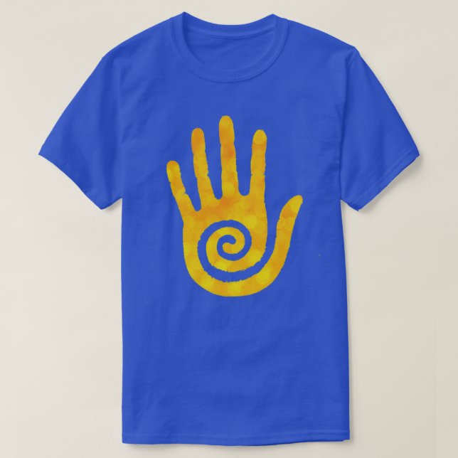 Yellow Native American Hopi Hand  T-Shirt (Design Front)