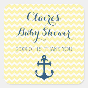 Yellow Nautical Baby Shower Favour Stickers
