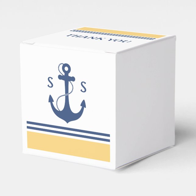 Yellow Nautical Monogram Favor Box (Front Side)