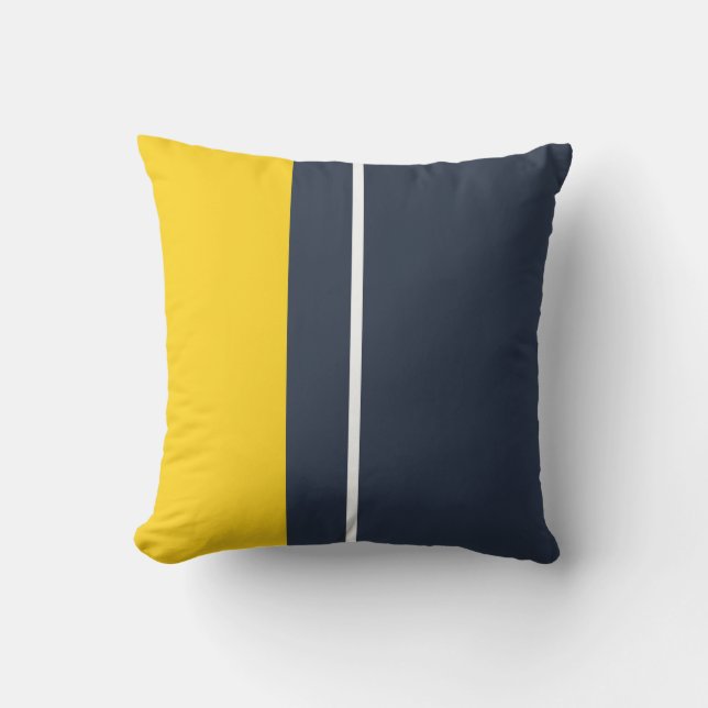 Yellow & Navy Modern Colour Block  Outdoor Pillow (Front)