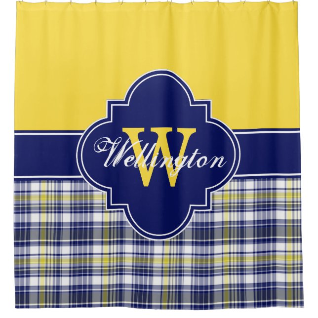 Yellow Navy Pink Madras Plaid 1ICB Ribbon Name (Front)