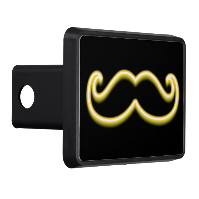 Yellow Neon Classic Moustache on Hitch Print Trailer Hitch Cover (Right)