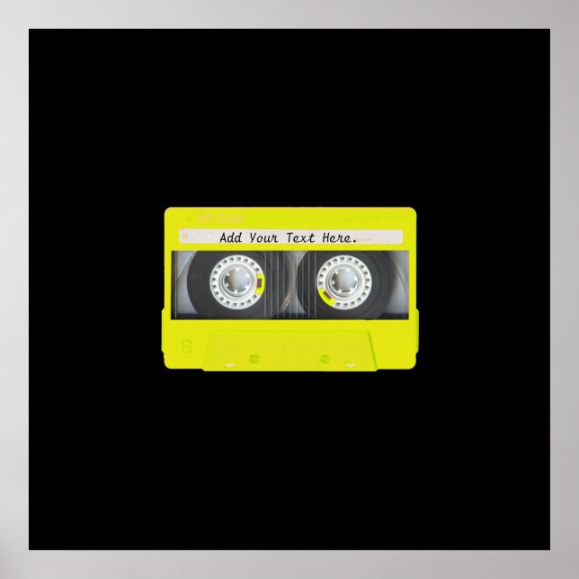 Yellow Neon Customizable Cassette Tape Poster (Front)