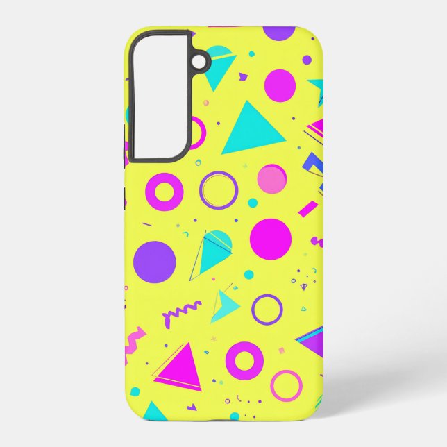 Yellow Neon Memphis Geometric 80s Design Samsung Galaxy S22+ Case (Back)